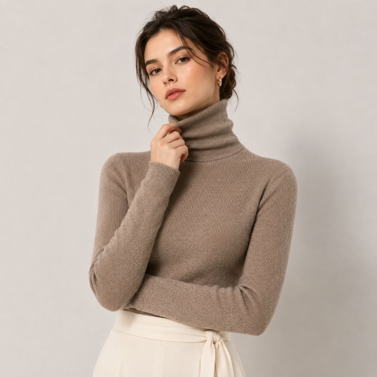 Women's Turtleneck Sweater Ribbed Knit Long Sleeve Slim Pullover Winter Top