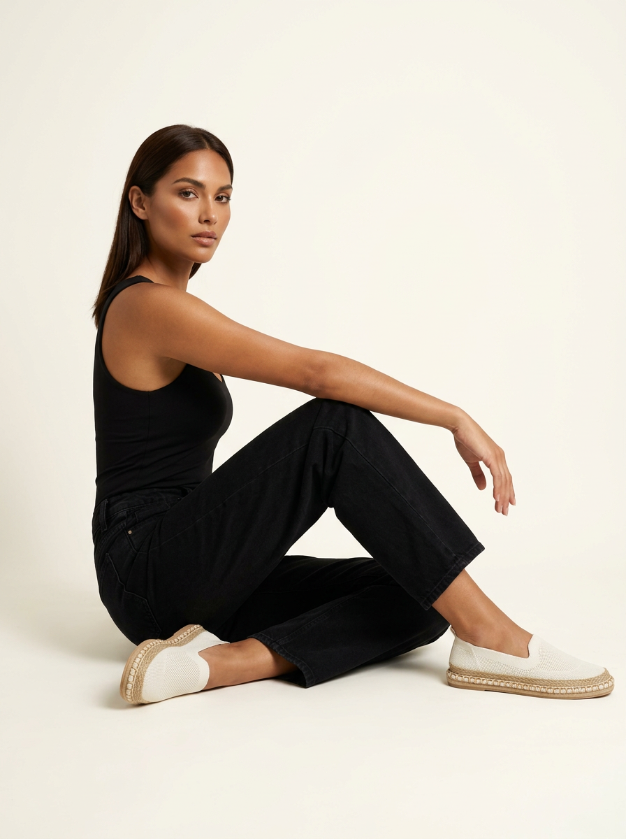 Women's Slip-On Espadrille Loafers Breathable Knit Flats Casual Shoes