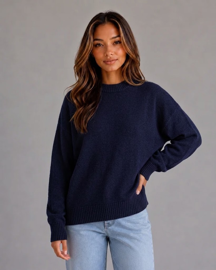Women's Oversized Knit Jumper High Neck Longline Long Sleeve Relaxed Fit