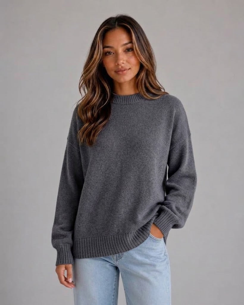 Women's Oversized Knit Jumper High Neck Longline Long Sleeve Relaxed Fit