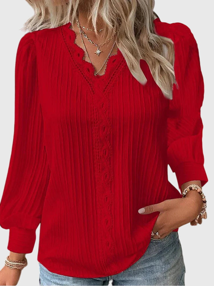 Women's Pullover Blouse Polyester Elegant Design Flattering Fit