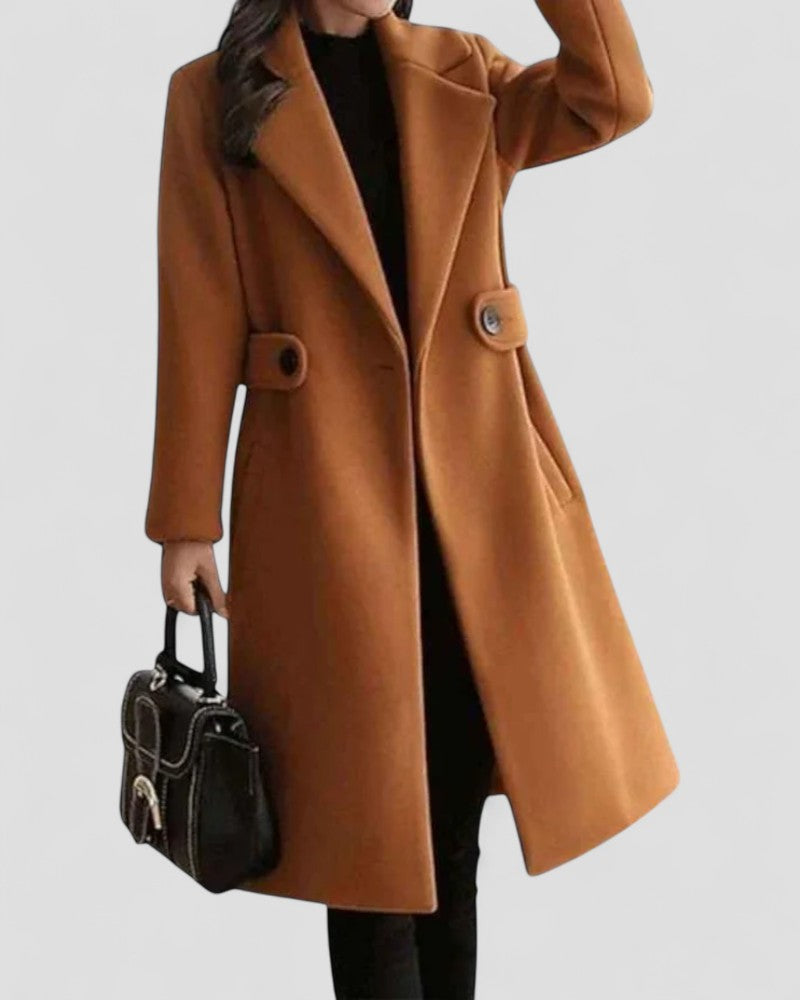 Women's Maxi Coat with Lapel Collar – Stylish All-Season Outerwear