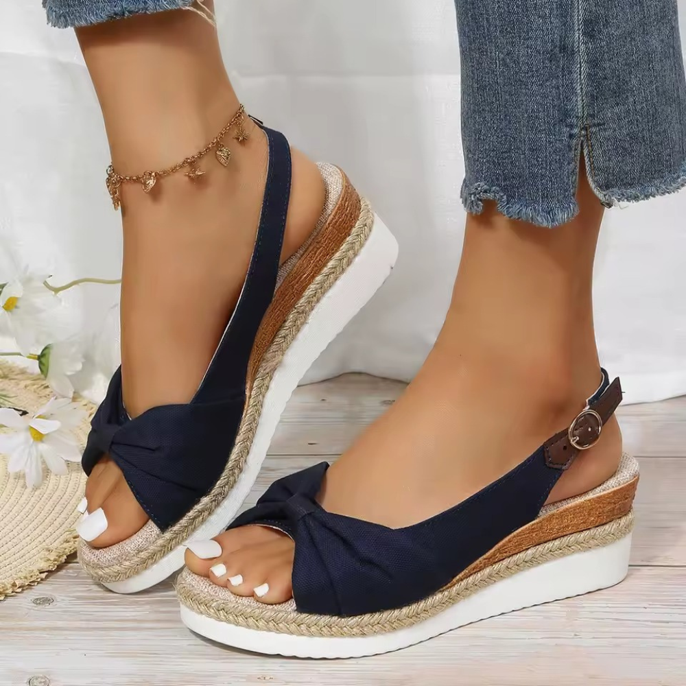 Women’s Bow Accent Peep Toe Wedge Sandals for Special Occasions