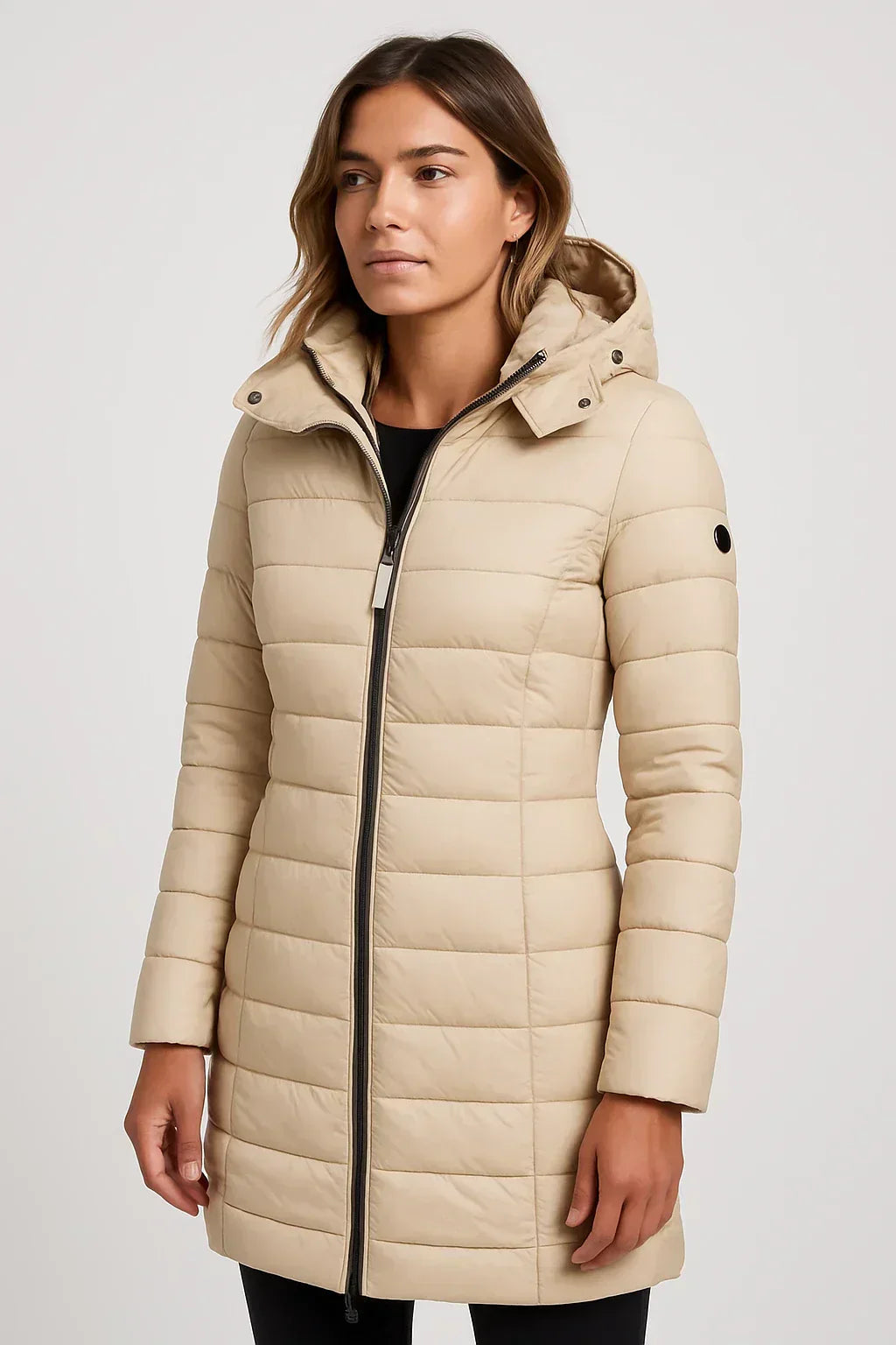 Women's Quilted Hooded Puffer Jacket for Outdoor Wear