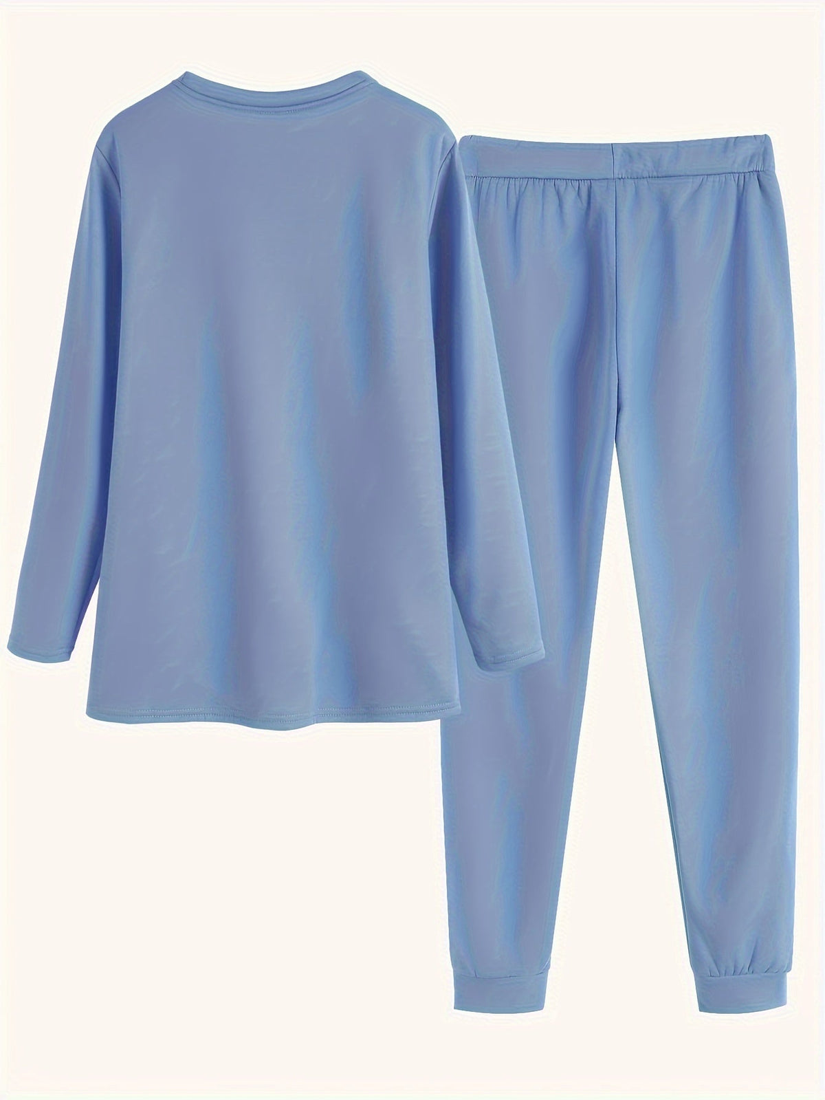 Women's Fleece-Lined Base Layer Set Round Neck Long Sleeve Top Drawstring Joggers Casual