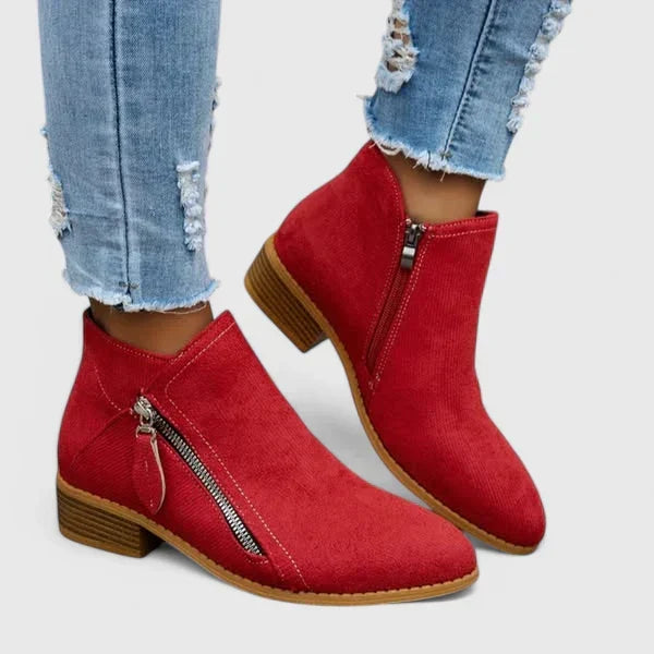 Women's Ankle Boots Side-Zip Block Heel Chelsea Pointed Toe Casual