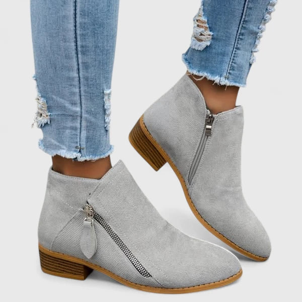 Women's Ankle Boots Side-Zip Block Heel Chelsea Pointed Toe Casual