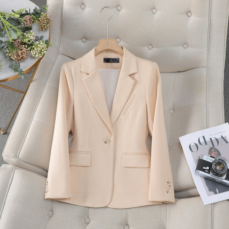 Women's Fitted Blazer Long Sleeve Notch Lapel Single Button Pockets Winter