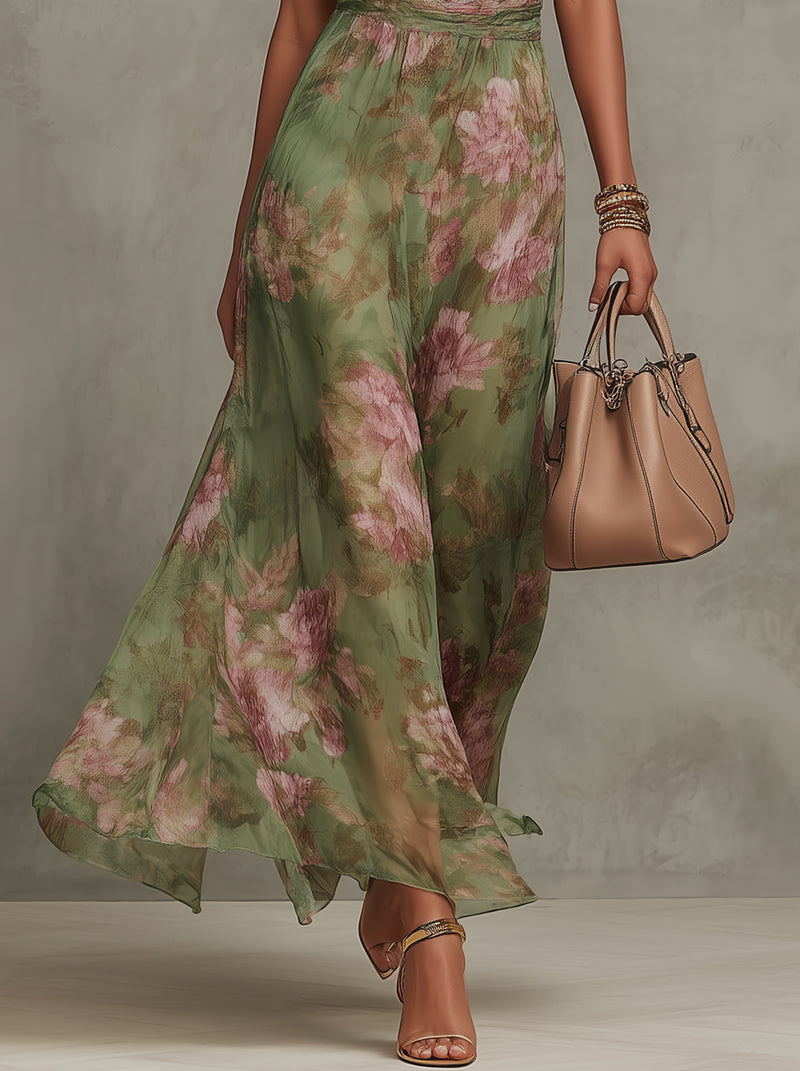 Women's Maxi Dress Floral Halter Neck Casual Summer