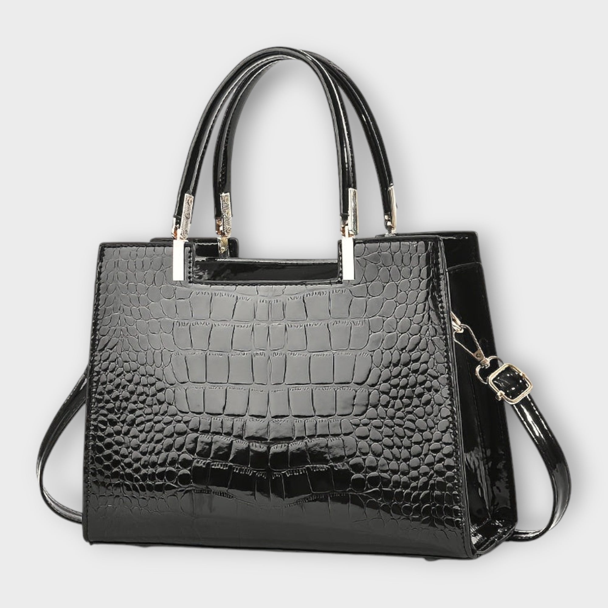 Glossy Crocodile Pattern Handbag for Chic Occasions
