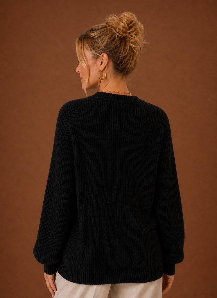 Women's V-Neck Knit Cardigan Button Front Long Sleeve Sweater