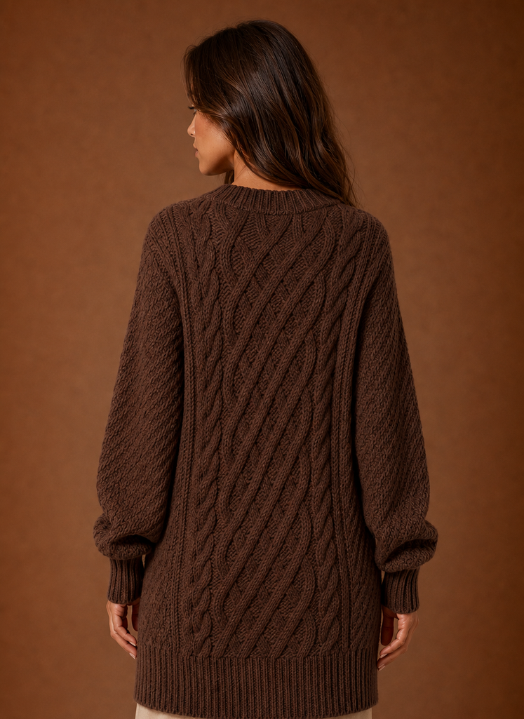 Women's Cable Knit Sweater Dress Long Sleeve Crew Neck Oversized Winter