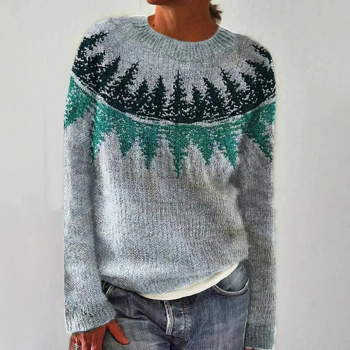 Women's Fair Isle Knit Sweater Boat Neck Long Sleeve Colorful Winter Pullover