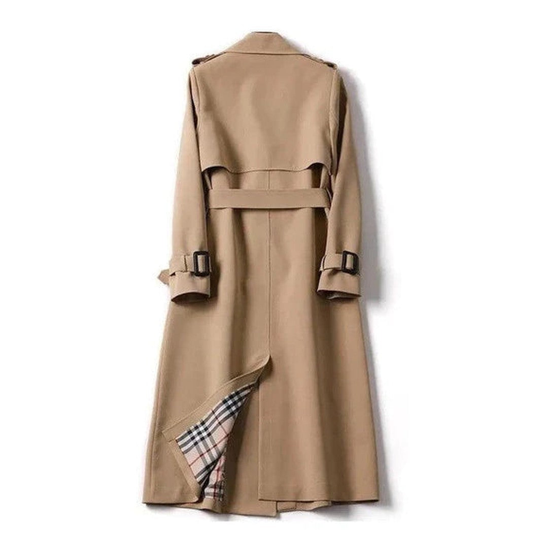 Women's Double-Breasted Trench Coat Belted Long Sleeve Lapel Winter Coat