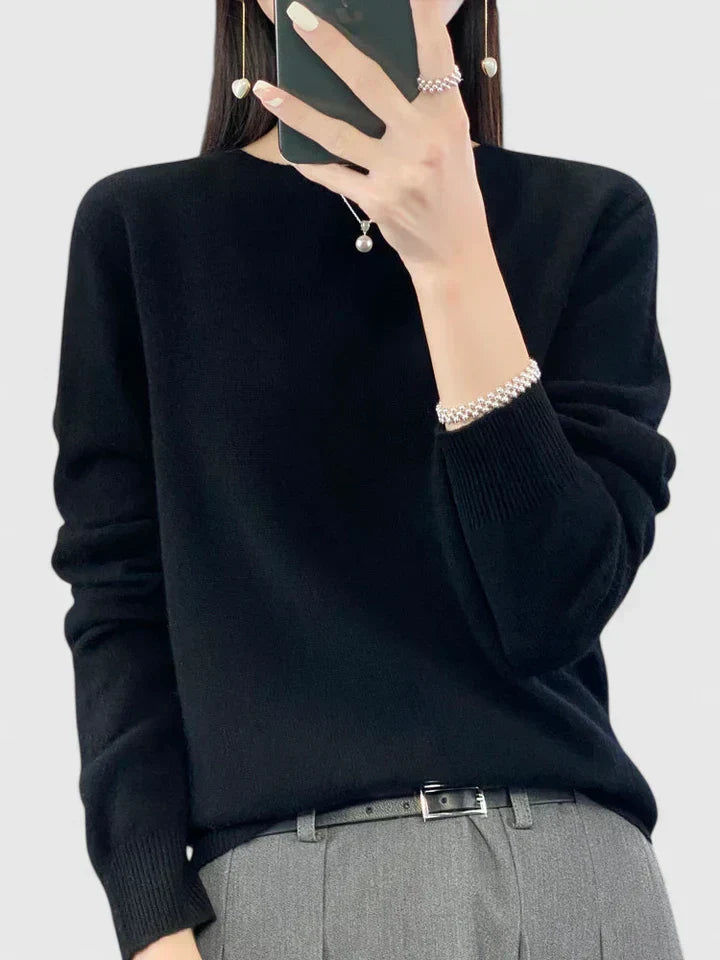 Women's Crewneck Sweater Long Sleeve Ribbed Knit Pullover Casual Winter Top