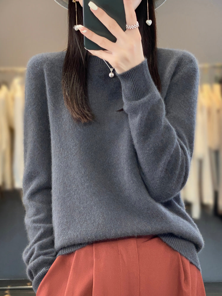 Women's Crewneck Sweater Long Sleeve Ribbed Knit Pullover Casual Winter Top