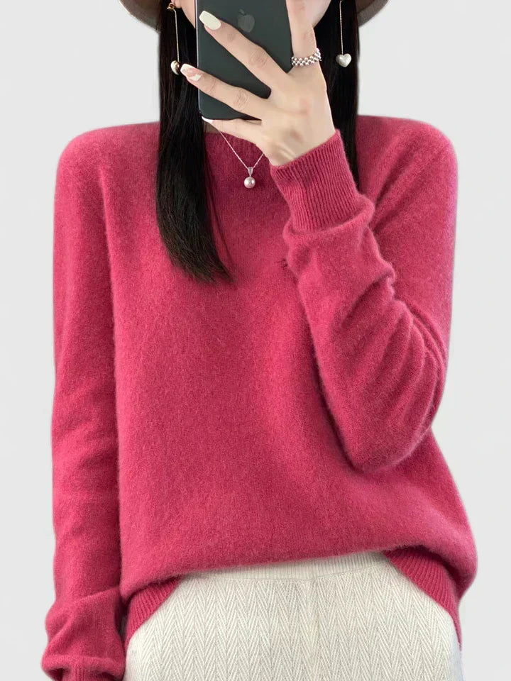 Women's Crewneck Sweater Long Sleeve Ribbed Knit Pullover Casual Winter Top