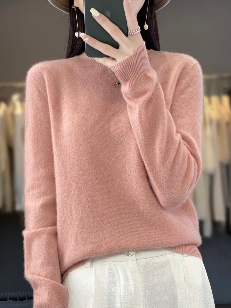 Women's Crewneck Sweater Long Sleeve Ribbed Knit Pullover Casual Winter Top