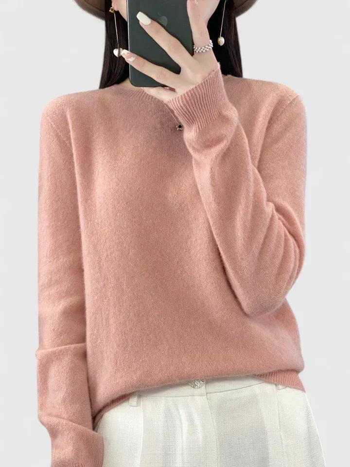 Women's Crewneck Sweater Long Sleeve Ribbed Knit Pullover Casual Winter Top