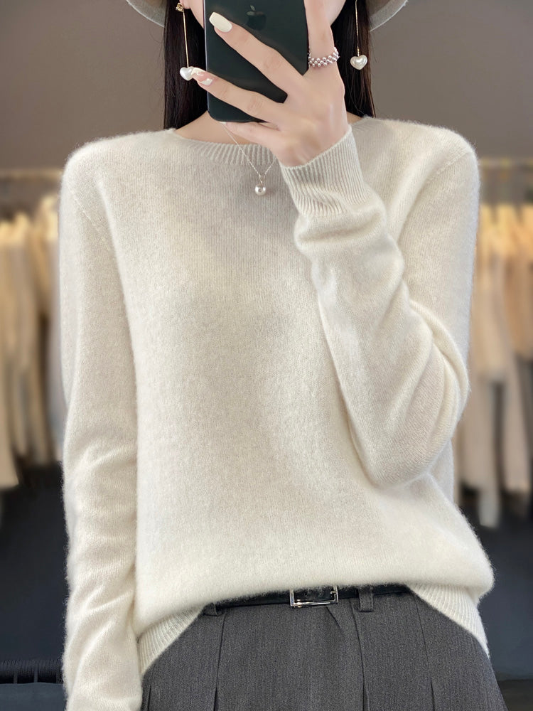 Women's Crewneck Sweater Long Sleeve Ribbed Knit Pullover Casual Winter Top