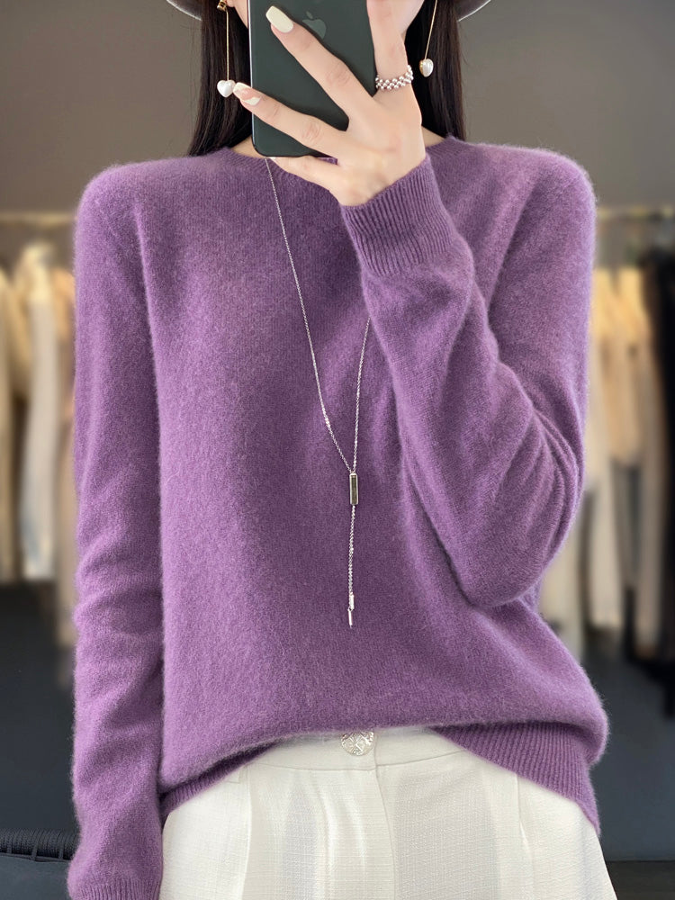 Women's Crewneck Sweater Long Sleeve Ribbed Knit Pullover Casual Winter Top