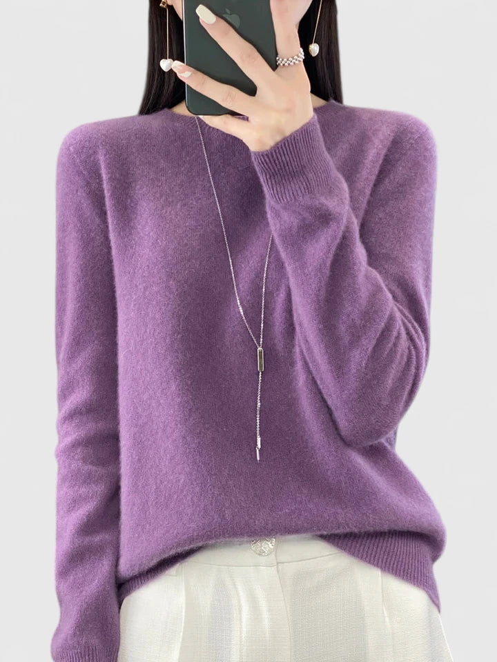 Women's Crewneck Sweater Long Sleeve Ribbed Knit Pullover Casual Winter Top