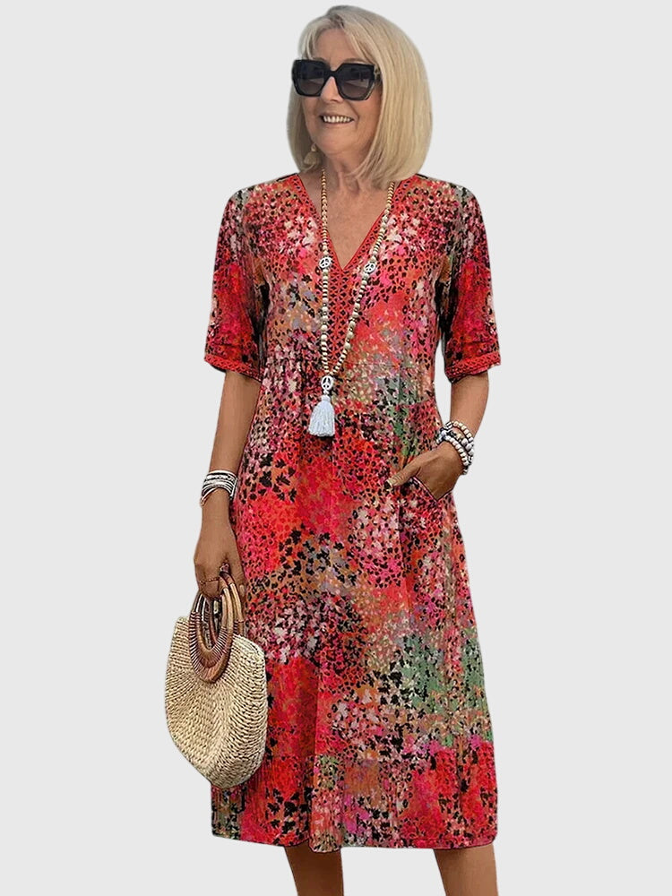 Yvonna™ | Floral Midi Dress for Special Occasions