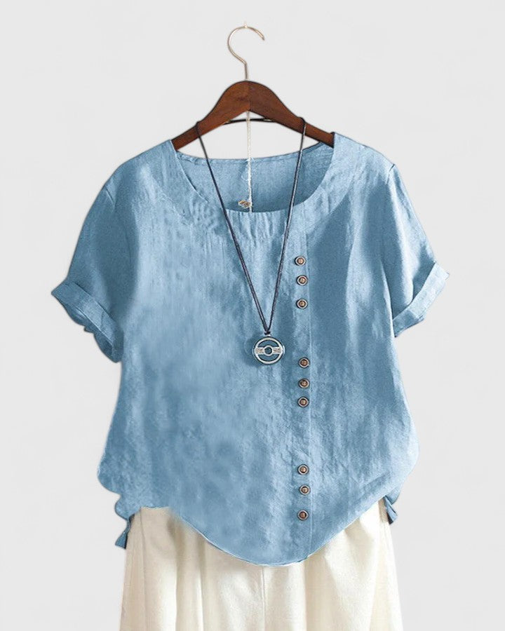 Elisavie | Chic Short Sleeve Blouse for Everyday Wear
