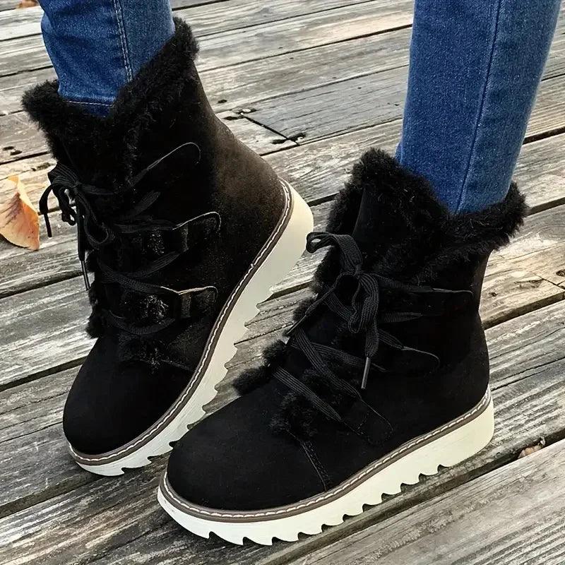ArcticBloom | Women's Lace-Up Faux Fur Winter Boot