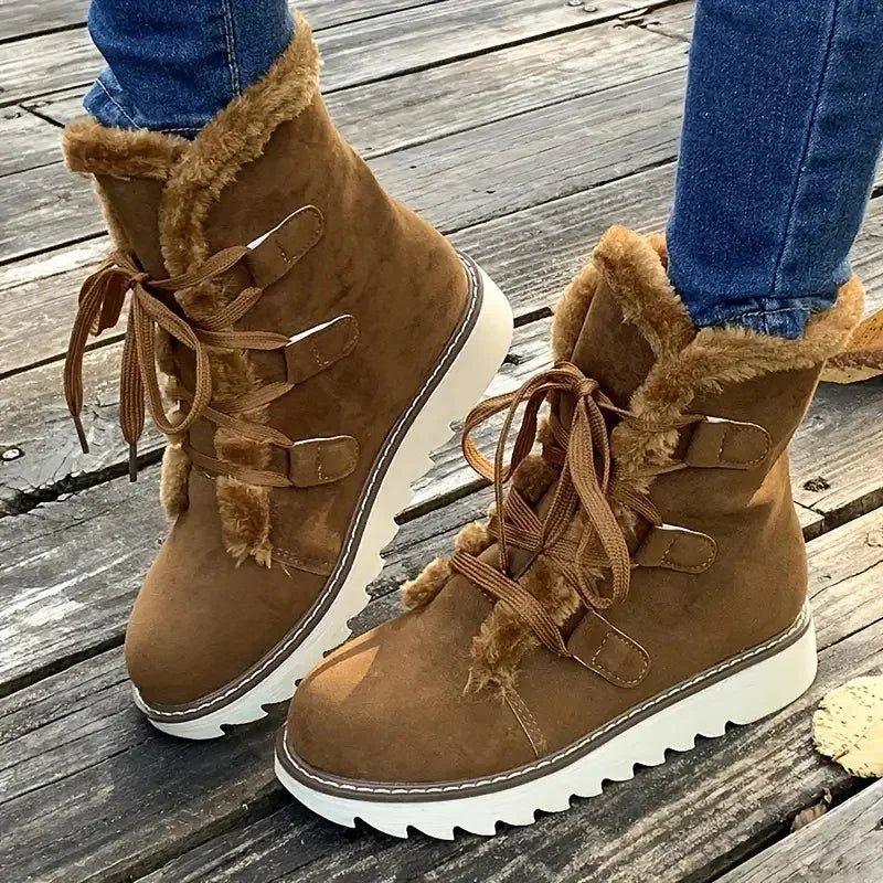ArcticBloom | Women's Lace-Up Faux Fur Winter Boot