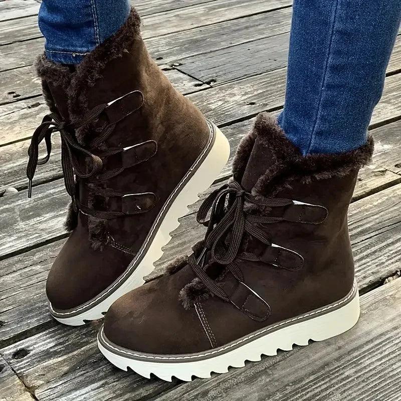 ArcticBloom | Women's Lace-Up Faux Fur Winter Boot