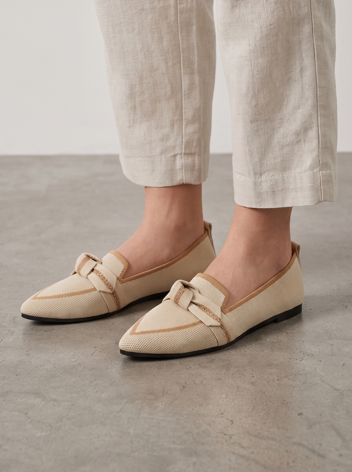 Women's Pointed Toe Loafers Knotted Bow Slip-On Flats Casual Everyday