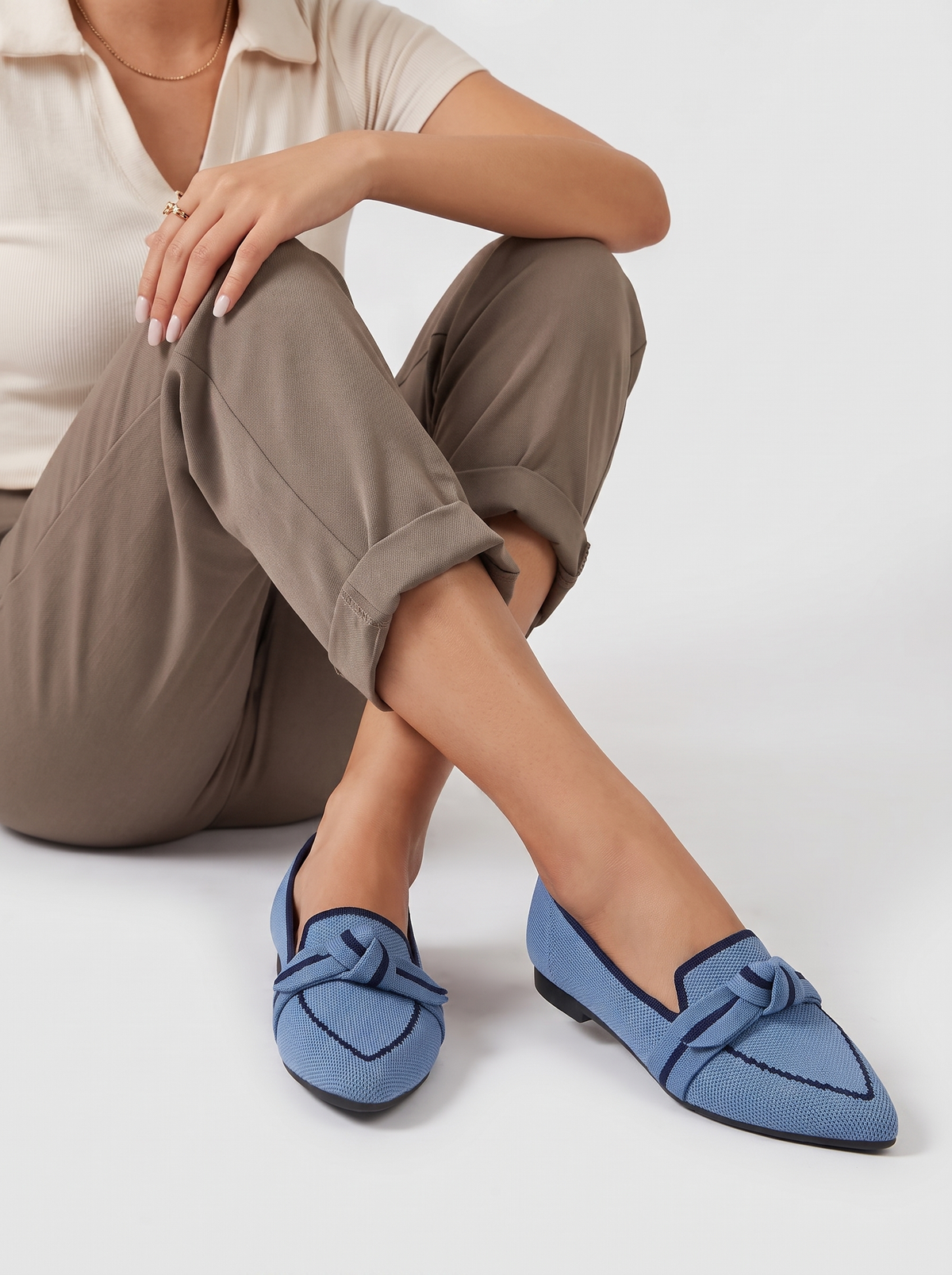 Women's Pointed Toe Loafers Knotted Bow Slip-On Flats Casual Everyday