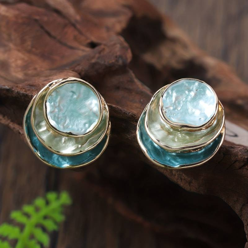 Ocean-Inspired Hand-Painted Multi-Layer Hoop Earrings