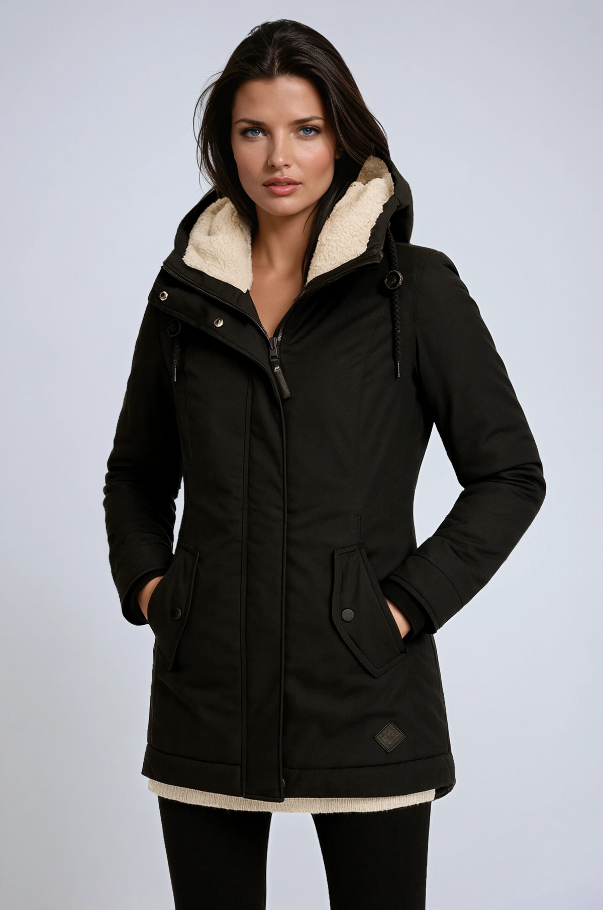 Women's Parka Coat Fleece Hood Zip Up Hooded Winter Jacket