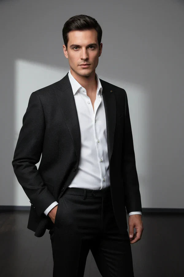 The Henderson Men's Smart Slim Fit Business Blazer - Black