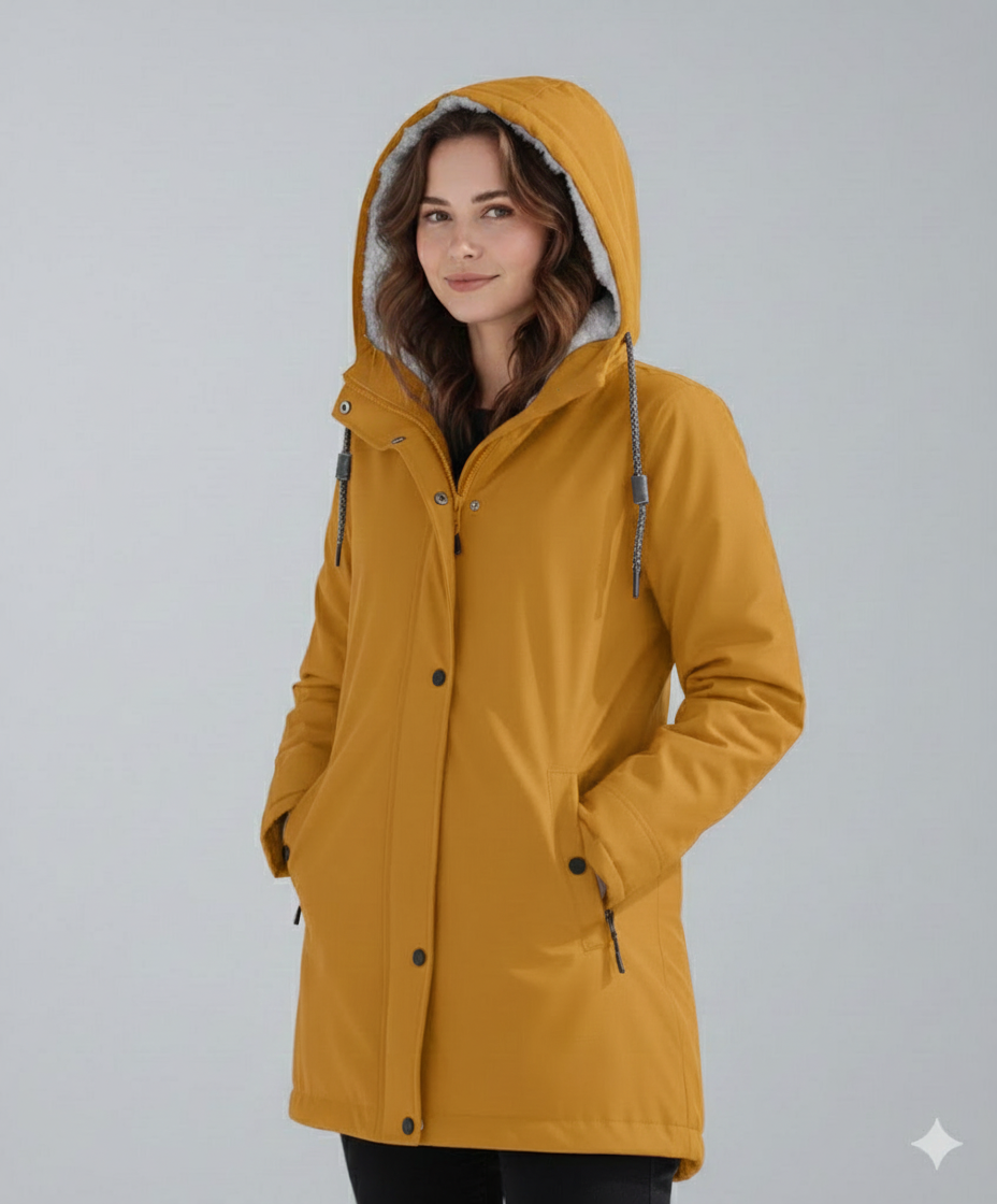 Women's Sherpa-Lined Hooded Parka Jacket Fleece Winter Coat