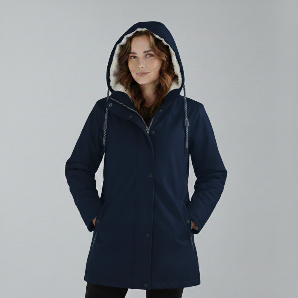 Women's Sherpa-Lined Hooded Parka Jacket Fleece Winter Coat