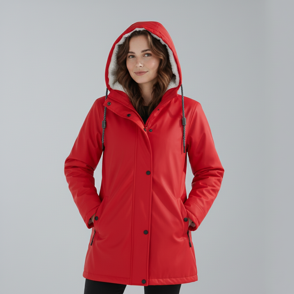 Women's Sherpa-Lined Hooded Parka Jacket Fleece Winter Coat