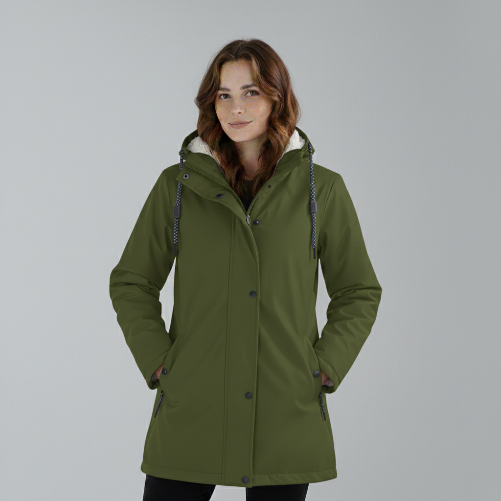 Women's Sherpa-Lined Hooded Parka Jacket Fleece Winter Coat