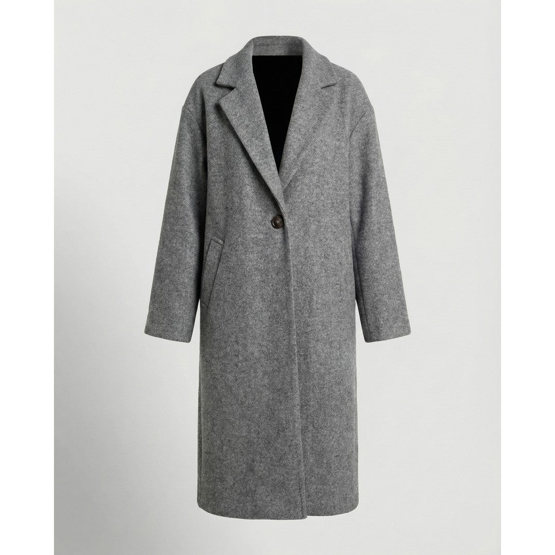 Women's Oversized Long Winter Coat Notch Lapel Multicolor Plaid