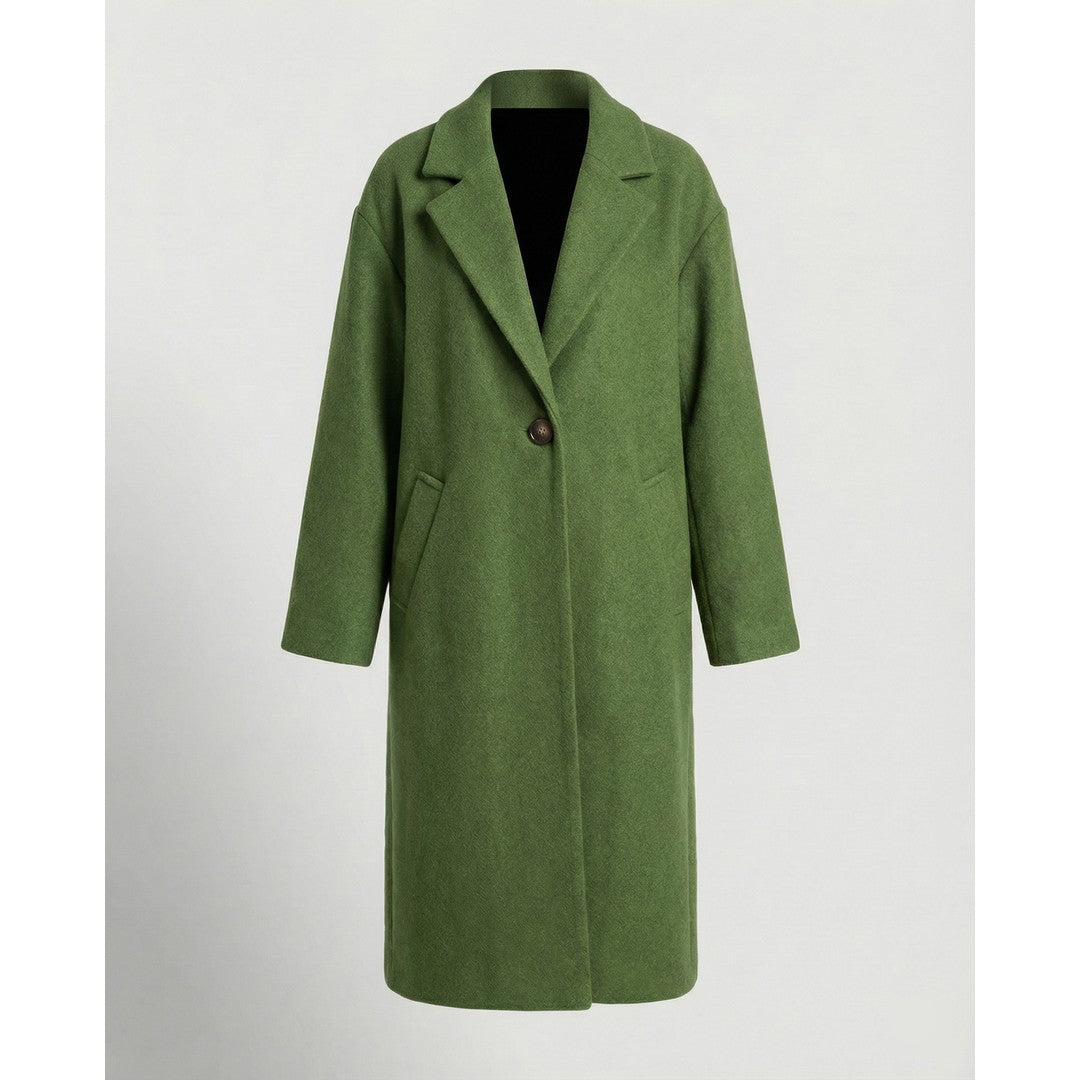 Women's Oversized Long Winter Coat Notch Lapel Multicolor Plaid