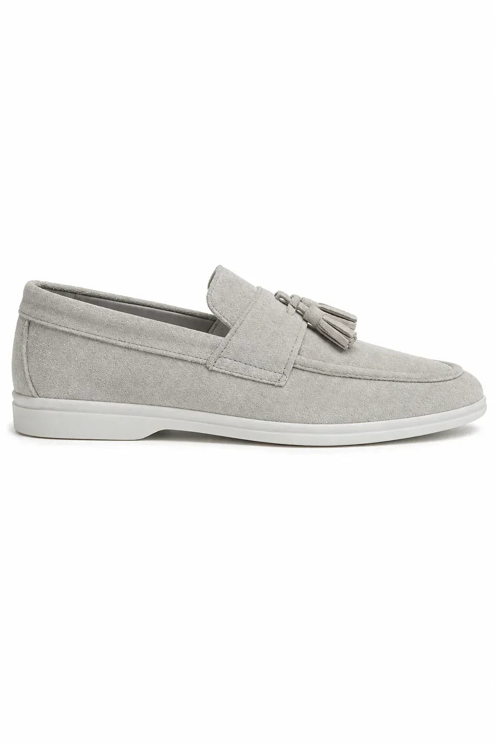 The Prescott Men's Suede Tassel Slip On Loafers - Gray