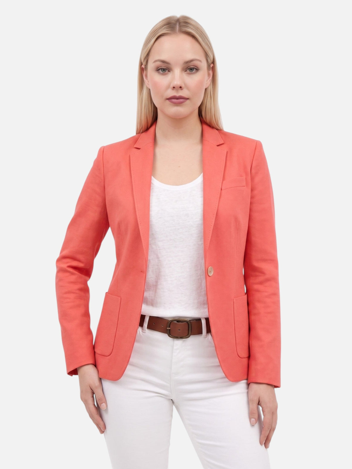 Women's Single Button Slim Fit Blazer Notch Lapel Long Sleeve Casual