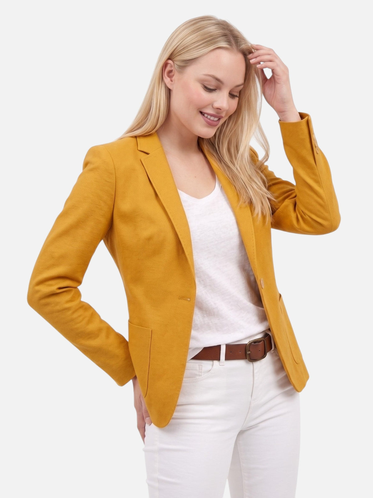 Women's Single Button Slim Fit Blazer Notch Lapel Long Sleeve Casual