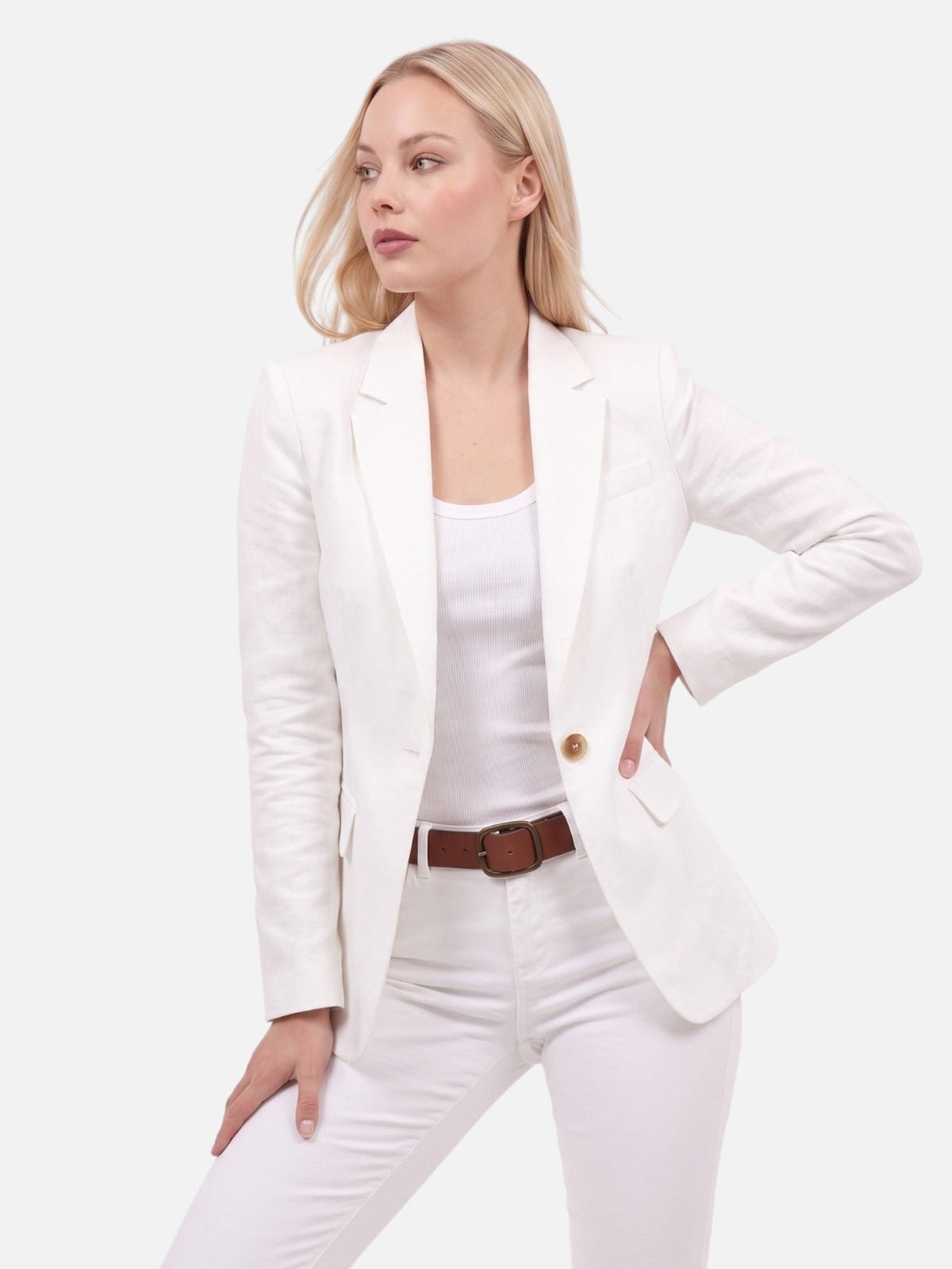 Women's Single Button Slim Fit Blazer Notch Lapel Long Sleeve Casual
