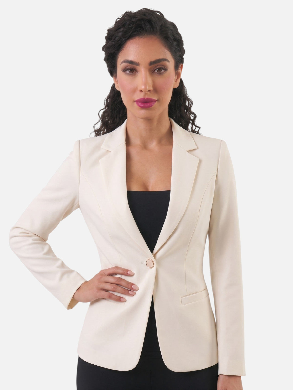 Women's Slim Fit Blazer Single Button Notch Lapel Long Sleeve Casual
