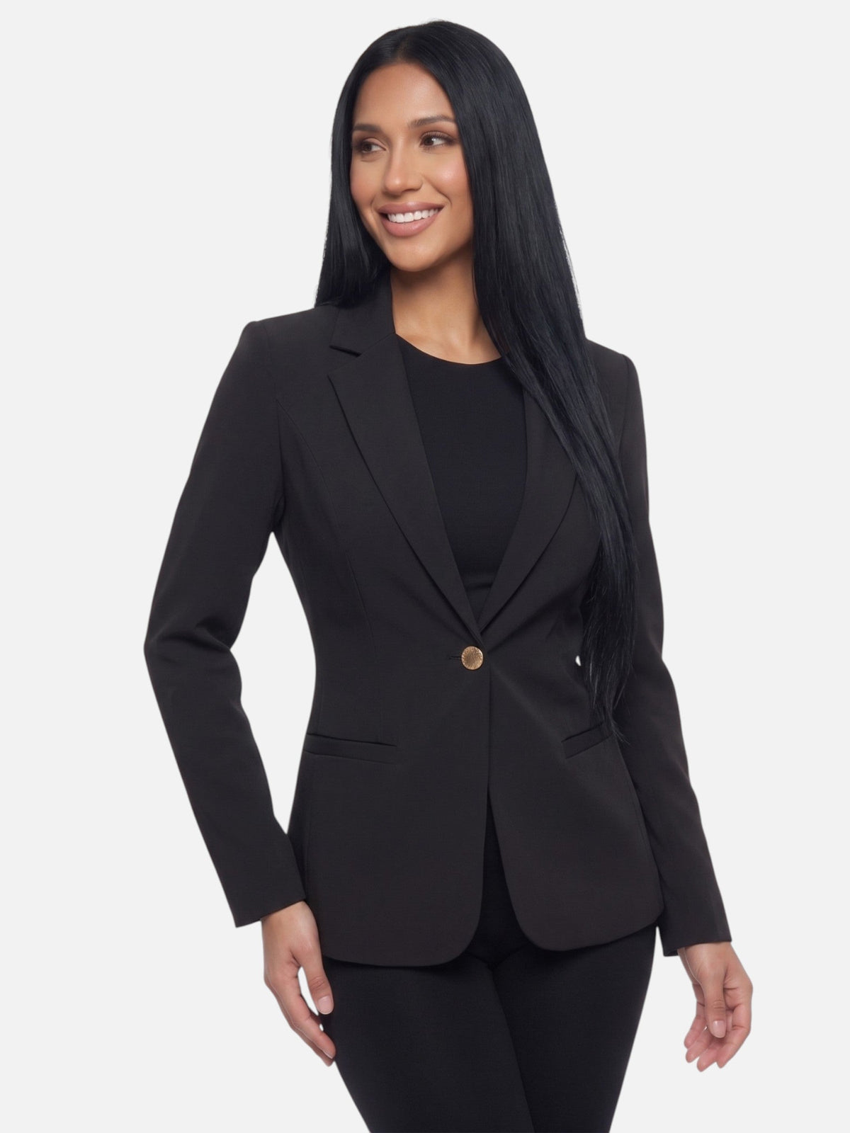 Women's Slim Fit Blazer Single Button Notch Lapel Long Sleeve Casual