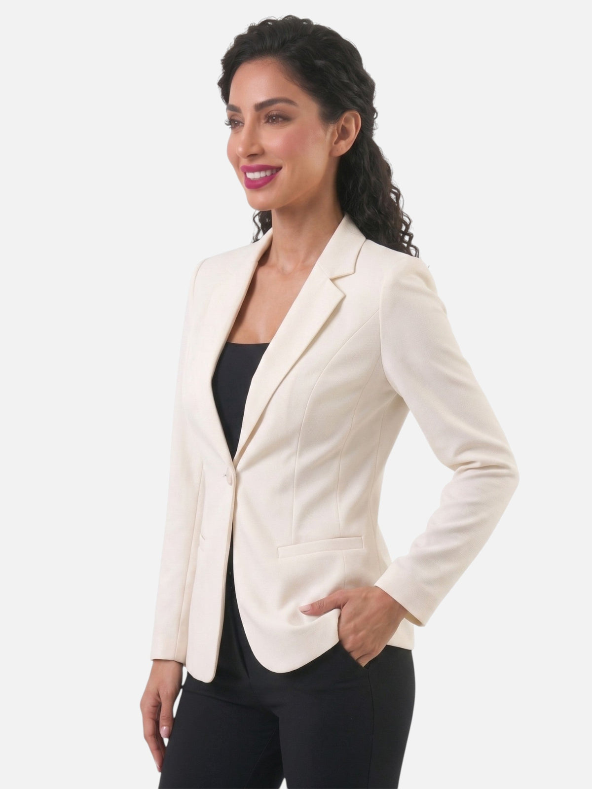 Women's Slim Fit Blazer Single Button Notch Lapel Long Sleeve Casual