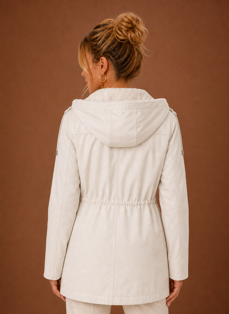 Women's Hooded Parka Jacket Fleece-Lined Zip-Up Mid-Length Winter Coat